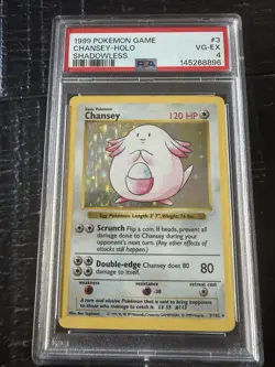 Pokemon TCG Base Set Shadowless Chansey Holo Unlimited Rare PSA 4 3/102 Basic - Image 1
