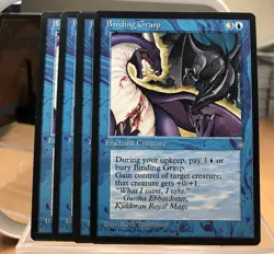MtG card, 4x Binding Grasp, Ice Age blue enchant creature gain control - Image 1