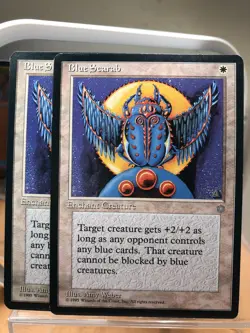 MtG card, 2x Blue Scarab, Ice Age enchant creature - Image 1