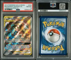 Reshiram & Zekrom GX Full Art Holo Card 222/236 Sm-Cosmic Eclipse PSA 8 - Image 3