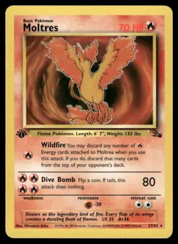 Pokemon Cards Moltres 27/62 1st Edition Fossil Rare - Image 1