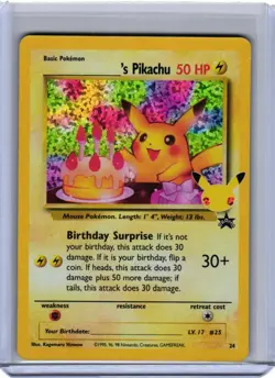 Birthday Pikachu 24 HOLO Celebrations Set 25th Anniversary Pokemon NM or Better - Image 1
