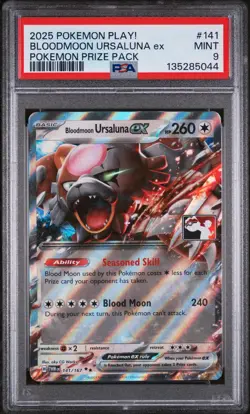 2025 POKEMON PLAY! POKEMON PRIZE PACK #141 BLOODMOON URSALUNA EX PSA 9 - Image 1