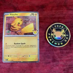 Pikachu 051 /162 Stamped 2026 Pokemon Day 30 Promo TCG With Coin - Image 1