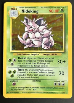Pokemon TCG Nidoking 11/102 Base Set Holo Rare LP - Image 1