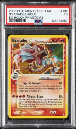 2006 POKEMON EX HOLON PHANTOMS GOLD STAR #102 GYARADOS-HOLO PSA 1 - Image 1