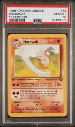 PSA 10 Marowak 1st Edition Jungle 39/64 1st Edition Pokemon Card - Image 1
