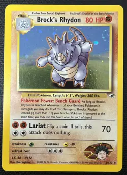 Brock's Rhydon 2/132 Gym Challenge Holo Rare Pokemon Card NM - Image 1