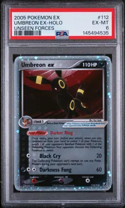 2005 POKEMON EX UNSEEN FORCES #112 UMBREON EX-HOLO PSA 6 - Image 1