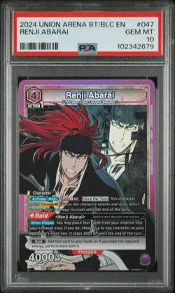Renji Abarai - UE01 BT/BLC-1-047 - #47 - SR - PSA 10 - Union Arena - Bleach - Image 2