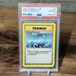 1999 POKEMON GAME BASE SET 92 ENERGY REMOVAL PSA 10 GEM MINT - Image 1