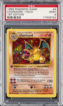 1999 POKEMON BASE SET 1ST EDITION #4 CHARIZARD-HOLO PSA 9 - Image 1