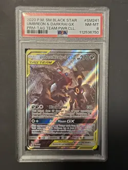 Pokemon Umbreon & Darkrai GX Tag Team Full Art Promo SM241 PSA 8 - Image 1