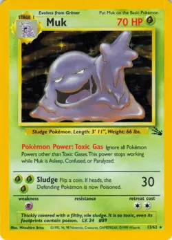 Muk - Holo - 13/62 Fossil Set - WOTC - Pokemon TCG - 1999 - Image 1
