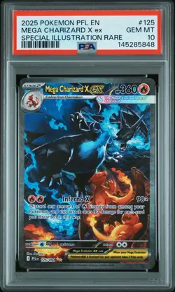 2025 POKEMON PFL EN-PHANTASMAL FLAMES #125 MEGA CHARIZARD X EX PSA 10 - Image 1