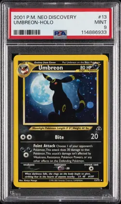 2001 POKEMON NEO DISCOVERY #13 UMBREON-HOLO PSA 9 - Image 1