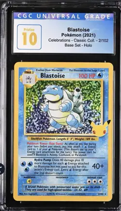 2021 Blastoise Celebrations Classic - Pokemon- CGC Pristine 10! Old Blue Label - Image 3