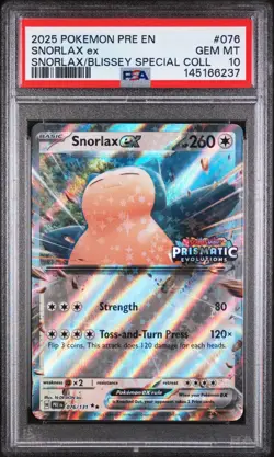 PSA 10 SNORLAX EX PRISMATIC STAMPED EXCLUSIVE #076 2025 POKEMON SNORLAX BLISSEY - Image 1