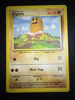 Pokemon TCG Diglett Base Set Unlimited 47/102 Uncommon TCG LP 1999 HP - Image 1