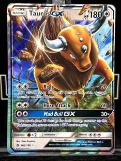 Tauros GX 100/149 Sun & Moon Ultra Rare Full Art Pokemon TCG 2017 MP - Image 3