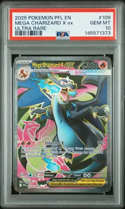 2025 POKEMON PFL EN-PHANTASMAL FLAMES ULTRA RARE #109 MEGA CHARIZARD X EX PSA 10 - Image 1