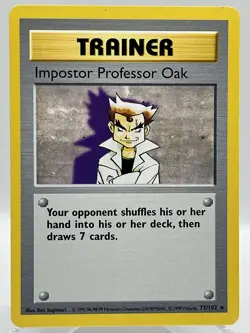 Imposter Professor Oak 73/102 Base Set Shadowless Non Holo Rare Pokemon TCG Card - Image 1