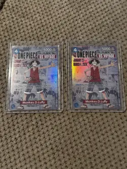 (2) One Piece Monkey D. Luffy US College Basketball Voyage Cards! NM In Hand! - Image 1
