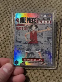 (2) One Piece Monkey D. Luffy US College Basketball Voyage Cards! NM In Hand! - Image 3