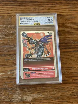 Digimon CCG #EX1-008 R MetalGreymon Graded AGS 9.5 Mint+ Grading Card - Image 2