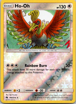 Ho-Oh 160/214 2018 S&M Lost Thunder Pokemon Card Reverse Holo Rare - Image 1