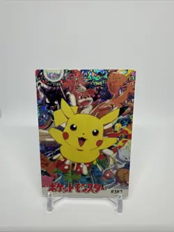 Pokemon Pocket Monsters Vintage Vending Prism Sticker Card #387 Pikachu Friends - Image 1