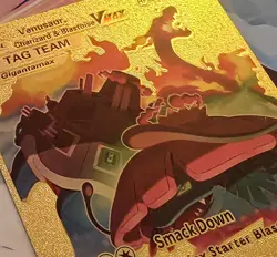X 1 POKEMON Gold Foil Charizard Blastoise Venusaur Vmax Tag Team Card 143/203 - Image 1