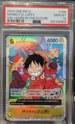 PSA 10 Monkey D. Luffy OP07-109 500 Years In The Future ONE PIECE Card English - Image 1