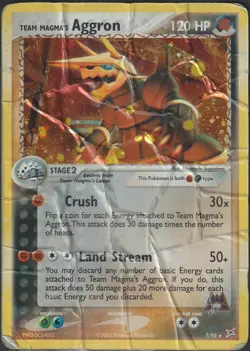 Pokemon TCG Team Magma's Aggron Holo Rare Card 7/95 - DMG - Image 1