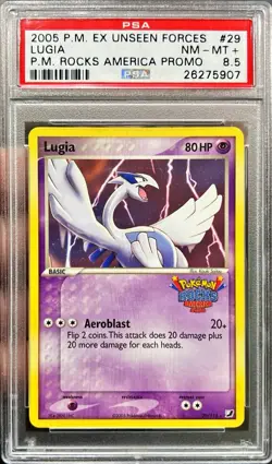 2005 Pokemon EX Unseen Forces Lugia Rocks America Promo 29/115 PSA 8.5 NM-MT+ - Image 1