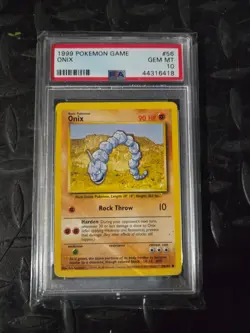 1999 POKEMON BASE SET UNLIMITED #56/102 ONIX COMMON PSA 10 - Image 1