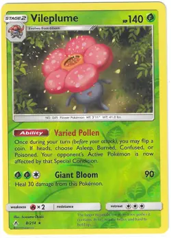 Pokemon Unbroken Bonds REVERSE HOLO RARE VILEPLUME 8/214 PACK FRESH - Image 1