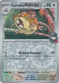 POKEMON DESTINED RIVALS REVERSE HOLO TEAM ROCKET'S RATICATE 148/182 PACK FRESH - Image 1