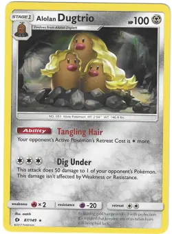 Pokemon Sun & Moon Base Set HOLO RARE ALOLAN DUGTRIO 87/149 PACK FRESH - Image 1
