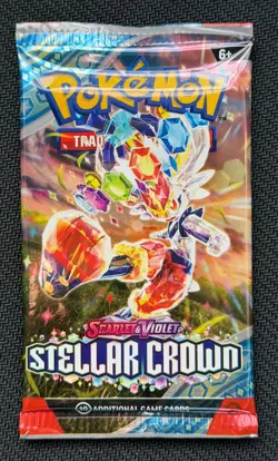 Pokemon TCG Stellar Crown (SV07) Booster Pack Cinderace Art New & Sealed 22.70g - Image 1