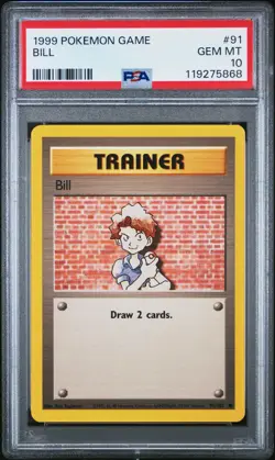 1999 POKEMON GAME #91 BILL PSA 10 GEM MINT BASE SET UNLIMITED - Image 1