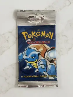 Pokemon Base Set Booster Pack Long Crimp 1999 Unlimited Factory Sealed Blastoise - Image 1