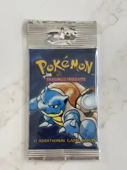Pokemon Base Set Booster Pack Long Crimp 1999 Unlimited Factory Sealed Blastoise - Image 3