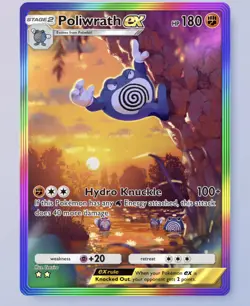 Pokemon Pocket TCG Card 2 Star Art Rainbow Poliwrath EX Secluded Springs DIGITAL - Image 1