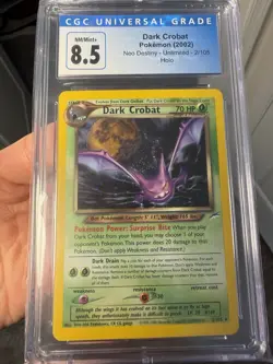 CGC 8.5 Dark Crobat 2002 Neo Destiny 2/105 Holo Pokemon Card - Image 2