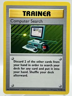 Computer Search 71/102 Base Set Shadowless Non Holo Rare Pokemon TCG Card - Image 1