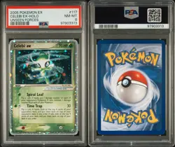 2005 POKEMON EX UNSEEN FORCES #117 CELEBI EX-HOLO PSA 8 *with guard* HEAD SWIRL! - Image 4