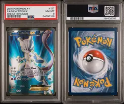 2015 POKEMON XY BREAKTHROUGH FULL ART/MEWTWO EX 157 PSA 8 - Image 1