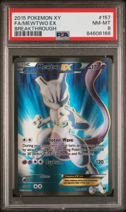 2015 POKEMON XY BREAKTHROUGH FULL ART/MEWTWO EX 157 PSA 8 - Image 3
