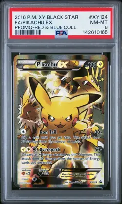 2016 POKEMON XY BLACK STAR PROMO RED & BLUE COLL FULL ART/PIKACHU EX PSA 8 - Image 1